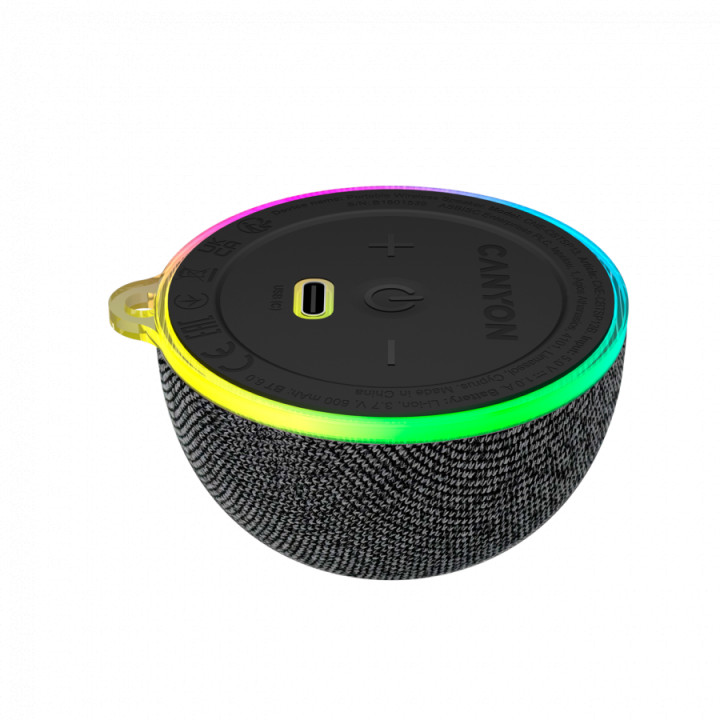 Преносима Bluetooth колонка CANYON OnMove 13, 5W, Magnetic Mount, RGB Light, Bluetooth 6.0, 600mAh - CNE-CBTSP13B - 3