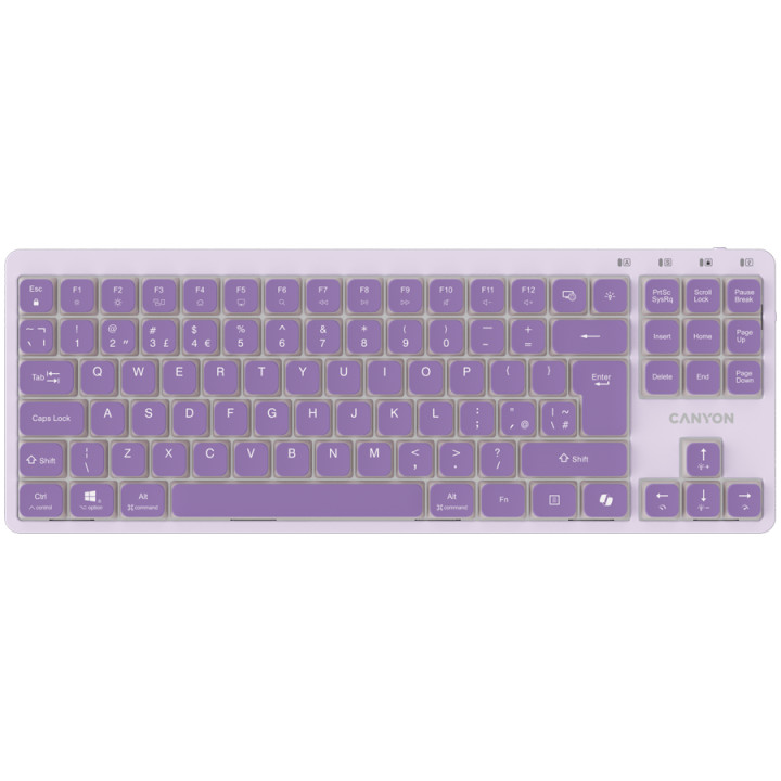 Механична геймърска клавиатура CANYON OnType 10, TKL 90 клавиша,  Low Profile, USB, White LED, 1.8m кабел - CNS-HKB10V - 1