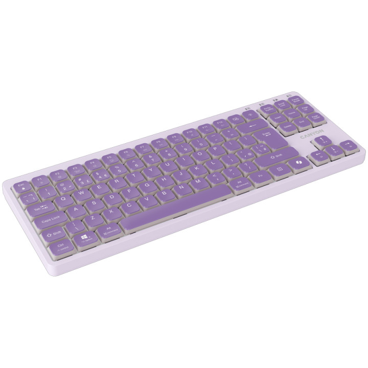 Механична геймърска клавиатура CANYON OnType 10, TKL 90 клавиша,  Low Profile, USB, White LED, 1.8m кабел - CNS-HKB10V - 3