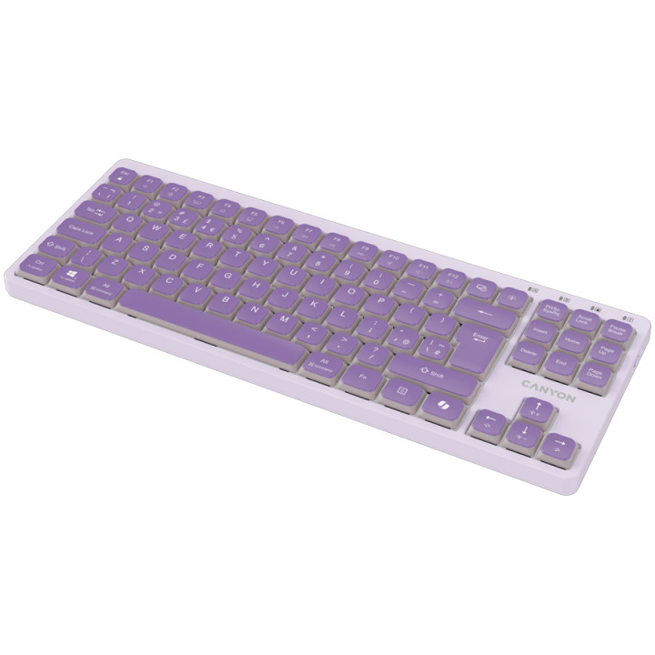 Механична геймърска клавиатура CANYON OnType 10, TKL 90 клавиша,  Low Profile, USB, White LED, 1.8m кабел - CNS-HKB10V - 4