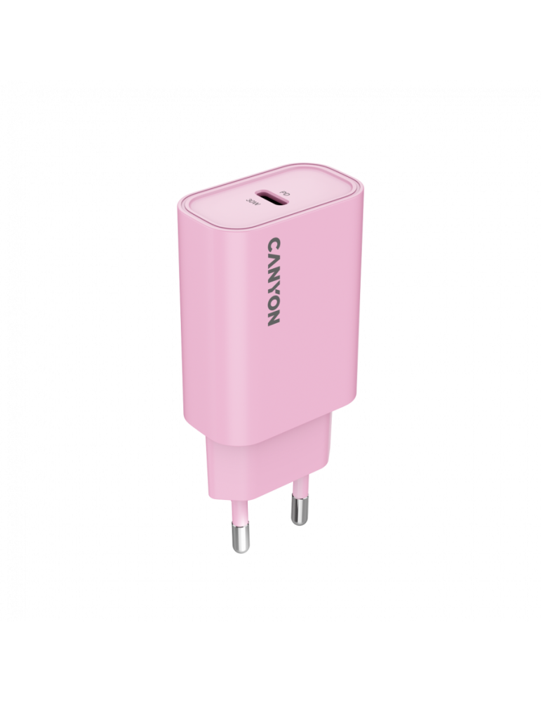 Зарядно устройство CANYON OnCharge 30CL, 30W USB-C Power Delivery, EU, розово - CNE-CHA30CLPK - 3