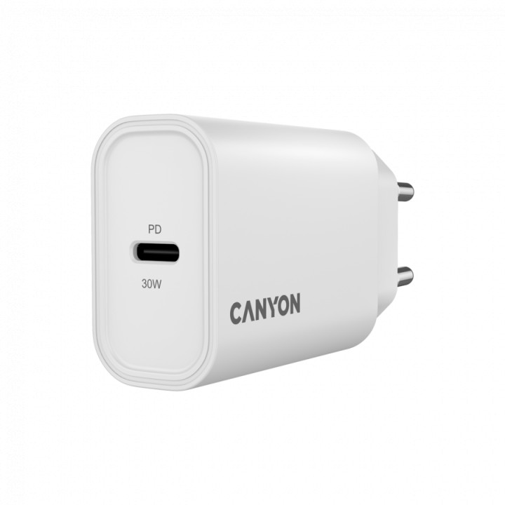 Захранващ адаптер CANYON OnCharge 30CL, 30W USB-C PD, AC 100-240V - CNE-CHA30CLW - 2