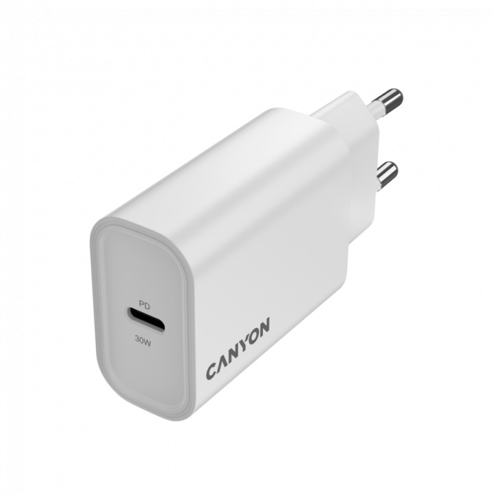 Захранващ адаптер CANYON OnCharge 30CL, 30W USB-C PD, AC 100-240V - CNE-CHA30CLW - 3