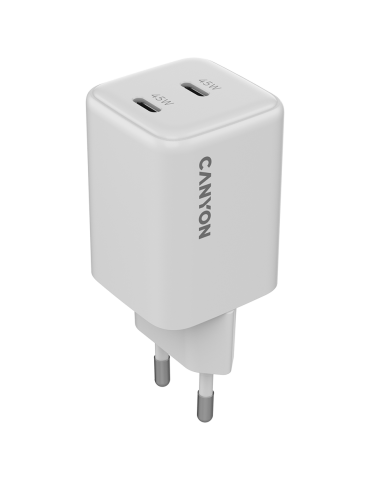 Зарядно устройство CANYON CU45CC, 45W 2xUSB-C PD/PPS GaN, EU - CNS-CUW45CC - 1