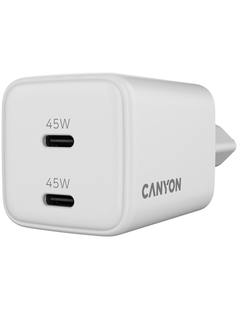 Зарядно устройство CANYON CU45CC, 45W 2xUSB-C PD/PPS GaN, EU - CNS-CUW45CC - 5