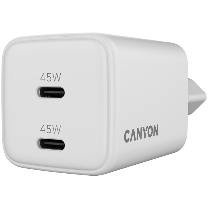 Зарядно устройство CANYON CU45CC, 45W 2xUSB-C PD/PPS GaN, EU - CNS-CUW45CC - 5