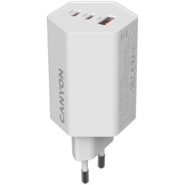 Захранващ адаптер CANYON Hexagon 65, 65W GaN, 2x USB-C PD, 1x USB-A QC, EU - CND-CHAHEX65W - 1