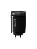 Захранващ адаптер CANYON OnCharge 65RC, 65W USB-C/USB-A, GaN Technology, Power Delivery, Quick Charge, Вграден кабел - CNS-CURC6