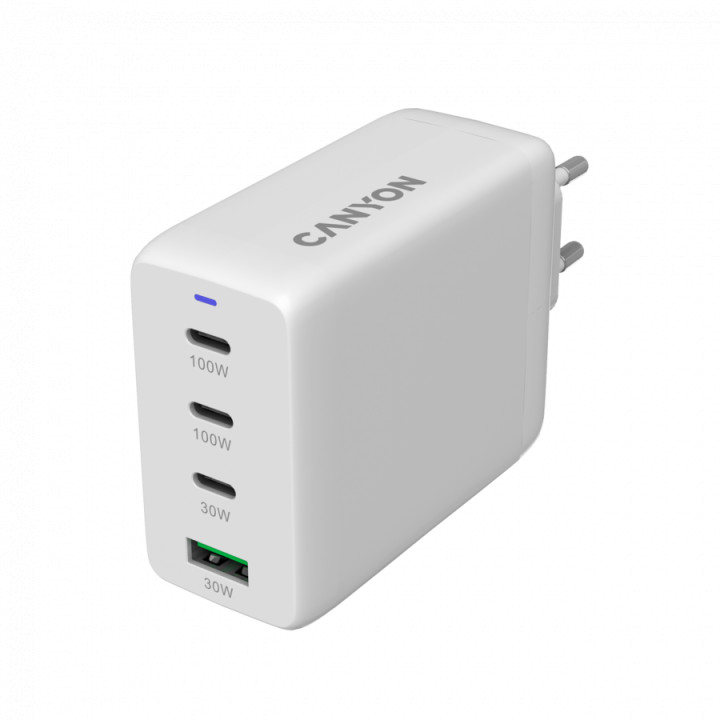 Захранващ адаптер CANYON CU100ACC, 100W GaN, 3x USB-C PD + 1x USB-A QC, EU - CNS-CUW100ACC - 3