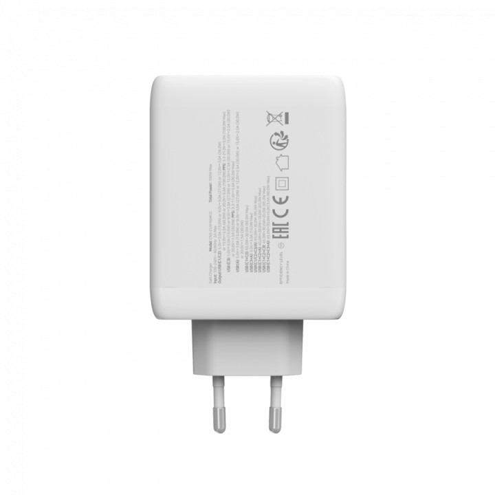 Захранващ адаптер CANYON CU100ACC, 100W GaN, 3x USB-C PD + 1x USB-A QC, EU - CNS-CUW100ACC - 4