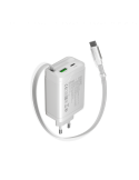 Захранващ адаптер CANYON OnCharge 65RC, 65W USB-C/USB-A, Power Delivery, GaN Technology, Вграден кабел, EU - CNS-CURC65ACW - 2
