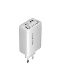 Захранващ адаптер CANYON OnCharge 65RC, 65W USB-C/USB-A, Power Delivery, GaN Technology, Вграден кабел, EU - CNS-CURC65ACW - 3
