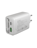 Захранващ адаптер CANYON OnCharge 65RC, 65W USB-C/USB-A, Power Delivery, GaN Technology, Вграден кабел, EU - CNS-CURC65ACW - 7