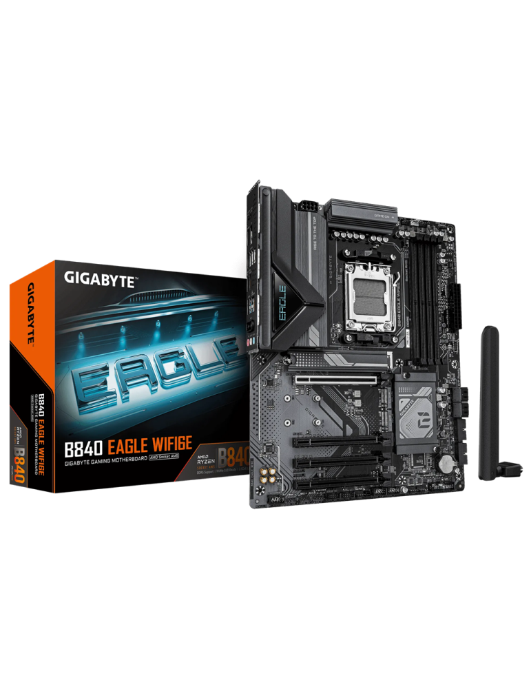 Дънна платка GIGABYTE B840 EAGLE WiFi6E, AMD B840, DDR5, 4xM.2, 4xSATA, WiFi 6E, Bluetooth 5.3 - B840 EAGLE WF6E - 1