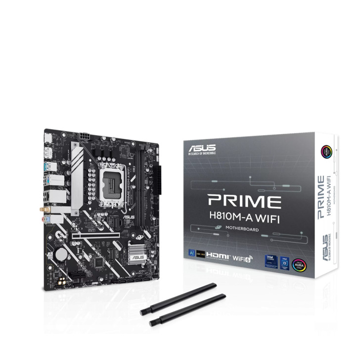 Дънна платка ASUS PRIME H810M-A WIFI, LGA1851, DDR5 до 128GB, 2x M.2 PCIe 4.0, 4x SATA, Wi-Fi 6, Bluetooth 5.3 - 90MB1KJ0-M0EAY0