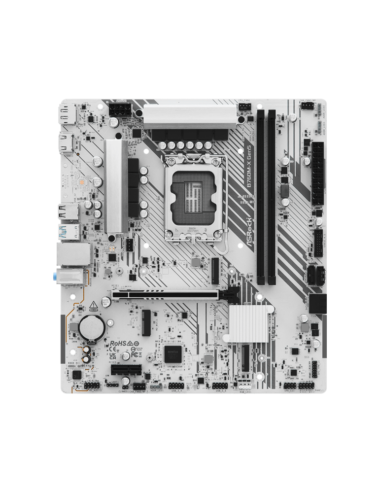 Дънна платка ASRock B760M-X Gen5, LGA1700, Micro ATX, PCIe 5.0, 2xDDR5, 2xM.2, 4xSATA3, 2.5G LAN - 2