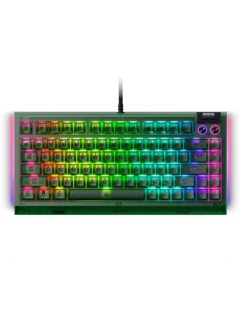 Механична гейминг клавиатура Razer BlackWidow V4 75%, 75% механична, USB тип C, Razer Chroma RGB, 8000Hz, Phantom Green - RZ03-0