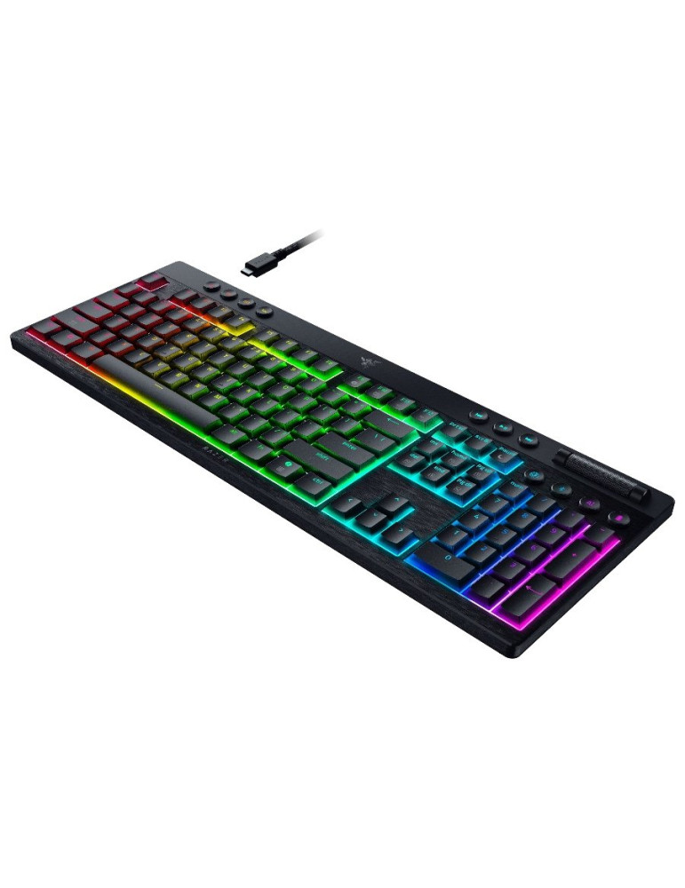 Безжична геймърска механична нископрофилна клавиатура Razer BlackWidow V4 Low-profile HyperSpeed, Green Switch, US Layout - RZ03