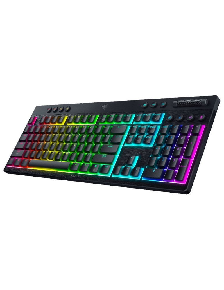 Безжична геймърска механична нископрофилна клавиатура Razer BlackWidow V4 Low-profile HyperSpeed, Green Switch, US Layout - RZ03