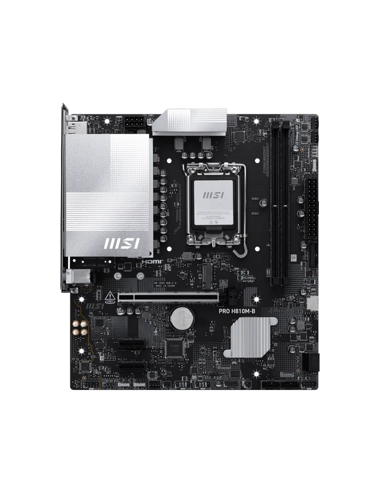 Дънна платка MSI PRO H810M-B, mATX LGA 1851, 2x DDR5 до 6400MHz, PCIe x16, M.2 slot, 2.5G LAN - 4711377337977 - 4