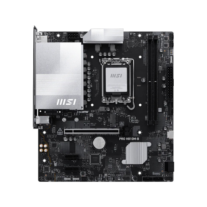 Дънна платка MSI PRO H810M-B, mATX LGA 1851, 2x DDR5 до 6400MHz, PCIe x16, M.2 slot, 2.5G LAN - 4711377337977 - 4