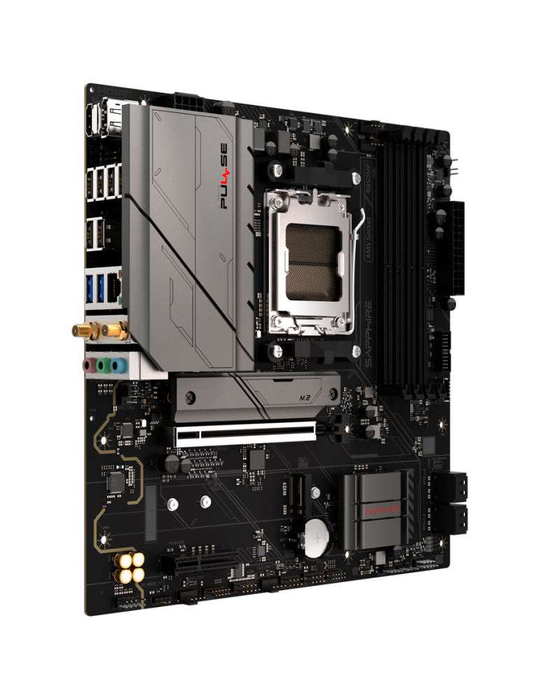 Дънна платка SAPPHIRE AMD B850M PULSE, Socket AM5, 4x DDR5 7600MHz, PCIe 4.0 x16, M.2 Gen5, M.2 Gen4, 2.5Gbps LAN, WiFi 6, Micro