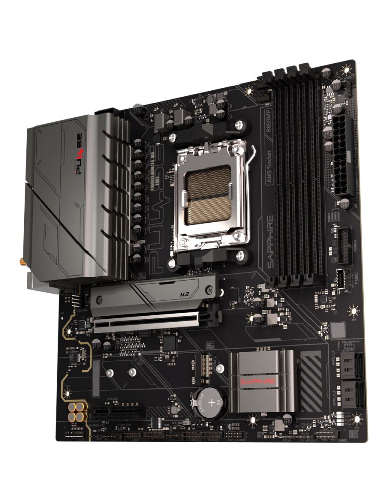 Дънна платка SAPPHIRE AMD B850M PULSE, Socket AM5, 4x DDR5 7600MHz, PCIe 4.0 x16, M.2 Gen5, M.2 Gen4, 2.5Gbps LAN, WiFi 6, Micro
