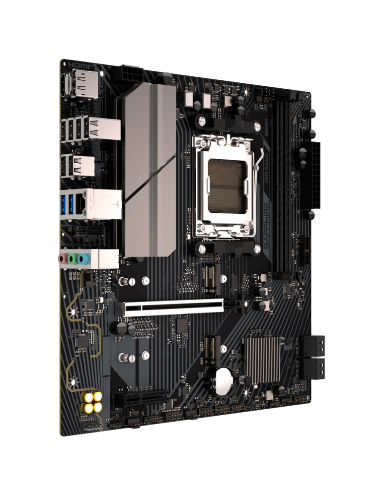 Дънна платка SAPPHIRE AMD B650M-E, Socket AM5, Micro-ATX, 2x DDR5 7600MHz, PCIe 4.0 x16, 2x M.2, LAN 2.5Gbps - 52112-04-40G - 2