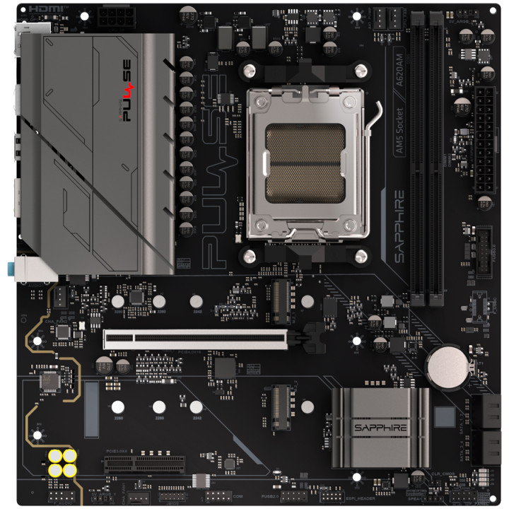 Дънна платка SAPPHIRE AMD PULSE A620AM, Socket AM5, 2x DDR5 DIMM до 64GB, PCIe 4.0, 1x M.2 NVMe Gen4, 1x M.2 NVMe Gen3, Micro AT