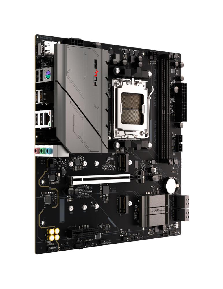 Дънна платка SAPPHIRE AMD PULSE A620AM, Socket AM5, 2x DDR5 DIMM до 64GB, PCIe 4.0, 1x M.2 NVMe Gen4, 1x M.2 NVMe Gen3, Micro AT