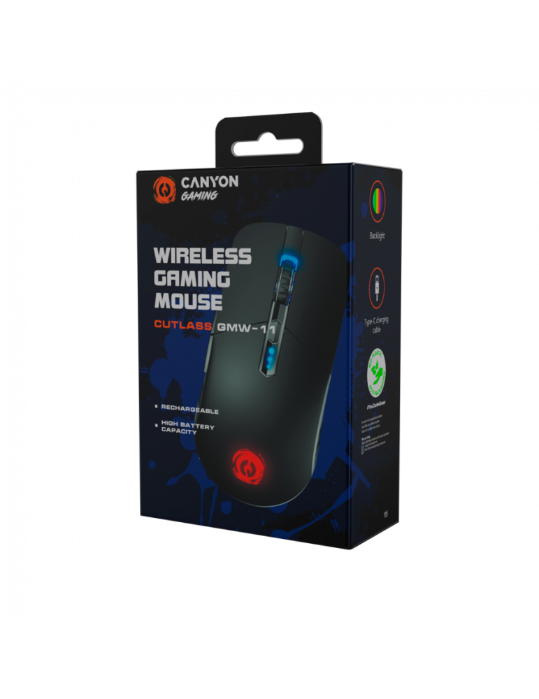 Безжична геймърска мишка CANYON Cutlass, 2400 DPI, RGB, 7 бутона - CND-SGMW11B - 6
