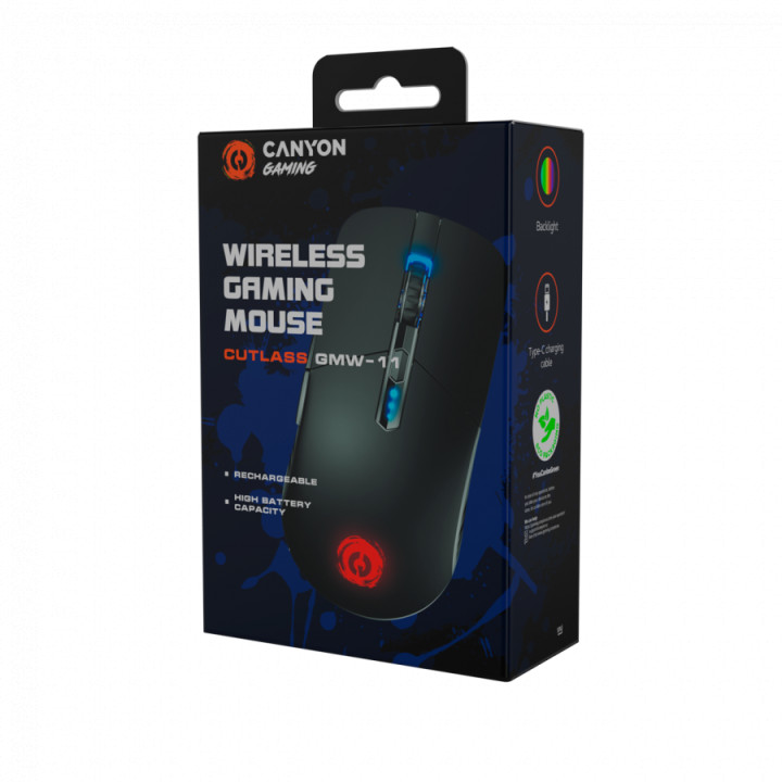 Безжична геймърска мишка CANYON Cutlass, 2400 DPI, RGB, 7 бутона - CND-SGMW11B - 6