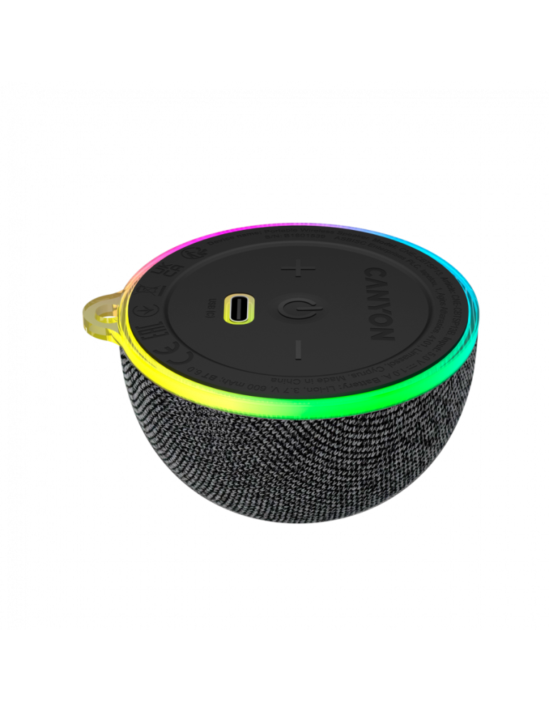 Преносима Bluetooth колонка CANYON OnMove 13, 5W, Magnetic Mount, RGB Light, Bluetooth 6.0, 600mAh - CNE-CBTSP13B - 3