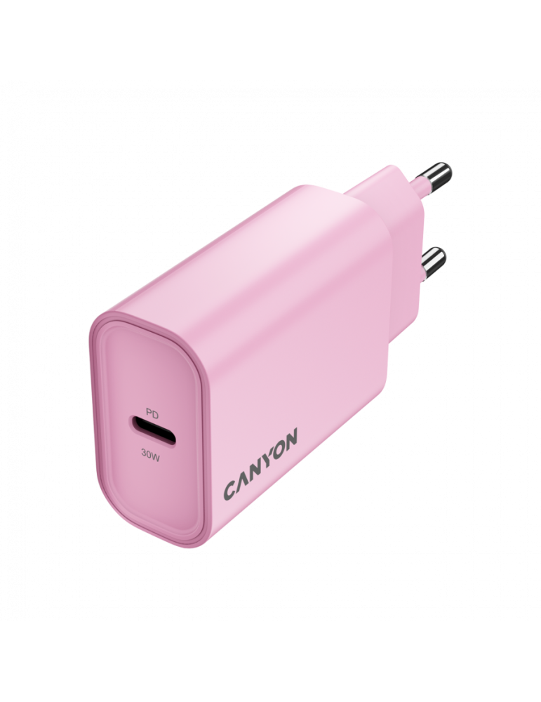 Зарядно устройство CANYON OnCharge 30CL, 30W USB-C Power Delivery, EU, розово - CNE-CHA30CLPK - 2