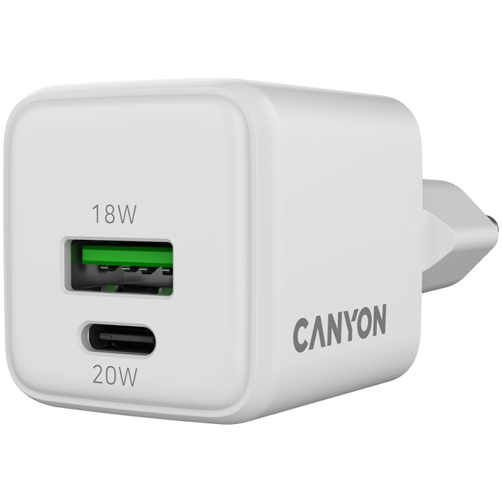 Захранващ адаптер CANYON CU20AC, 20W GaN, USB-C Power Delivery, USB-A Quick Charge - CNS-CUW20AC - 3