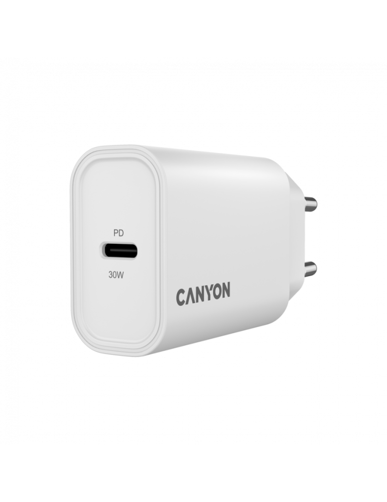 Захранващ адаптер CANYON OnCharge 30CL, 30W USB-C PD, AC 100-240V - CNE-CHA30CLW - 2