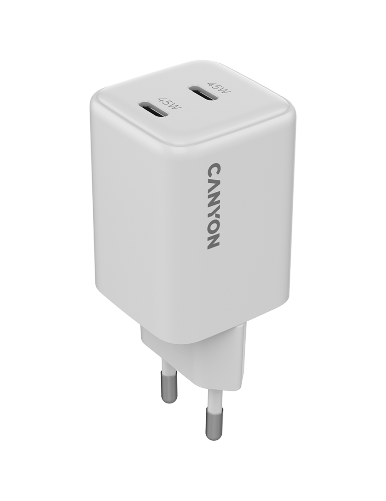 Зарядно устройство CANYON CU45CC, 45W 2xUSB-C PD/PPS GaN, EU - CNS-CUW45CC - 1
