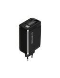 Захранващ адаптер CANYON OnCharge 65RC, 65W USB-C/USB-A, GaN Technology, Power Delivery, Quick Charge, Вграден кабел - CNS-CURC6
