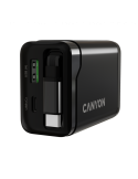 Захранващ адаптер CANYON OnCharge 65RC, 65W USB-C/USB-A, GaN Technology, Power Delivery, Quick Charge, Вграден кабел - CNS-CURC6
