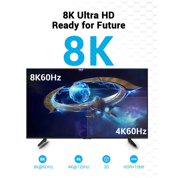 Кабел Vention HDMI v2.1 M / M 1m, 8K Dolby Vision HDR - AANBF