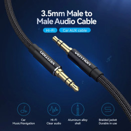 Аудио Кабел Vention 3.5mm Audio Cable M/M Cotton Braided 1.5m - BAWBG