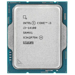 Процесор Intel Core i3-14100, 4 ядра 8 нишки, 3.5-4.7 GHz, 12MB кеш, LGA1700, TDP 110W, без охладител и без оригинална опаковка 