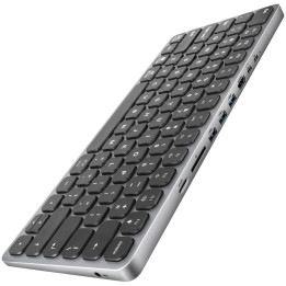 Клавиатура AXAGON HMC-KB, USB-C 5Gbps, 3x USB-A, HDMI 4K/60Hz, SD/microSD картчетец, PD 100W, Audio, подсветка, US layout - 8595