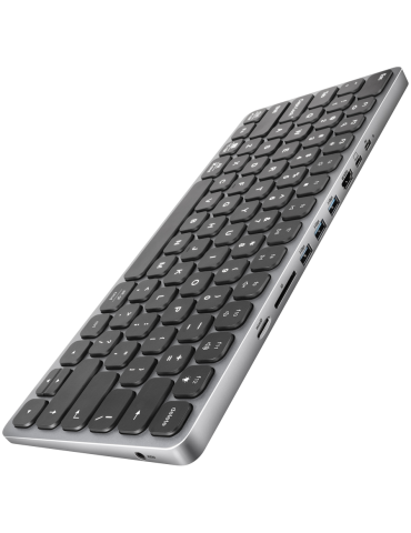 Клавиатура AXAGON HMC-KB, USB-C 5Gbps, 3x USB-A, HDMI 4K/60Hz, SD/microSD картчетец, PD 100W, Audio, подсветка, US layout - 8595