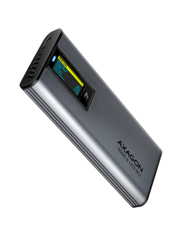 Външен диск AXAGON EEM2-SD2, USB-C 3.2 Gen 2, M.2 NVMe/SATA, алуминиева кутия, LCD екран - EEM2-SD2 - 1
