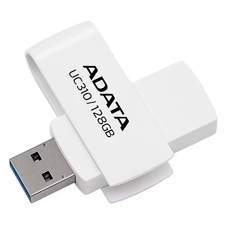 USB флаш памет ADATA UC310, 128GB, USB 3.2 Gen1, бяла - UC310-128G-RWH - 1
