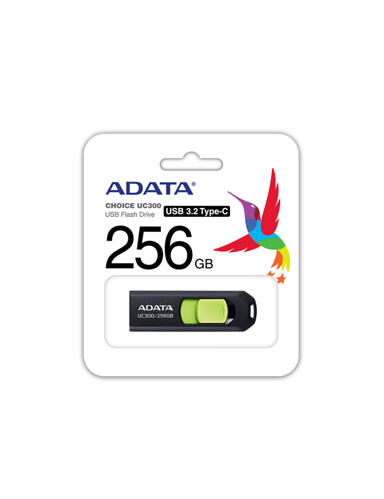 USB флаш памет ADATA UC300, 256GB, USB 3.2 Gen1 Type-C, До 100MB/s - ACHO-UC300-256G-RBK/GN - 2