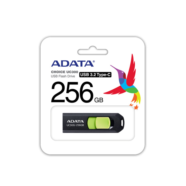USB флаш памет ADATA UC300, 256GB, USB 3.2 Gen1 Type-C, До 100MB/s - ACHO-UC300-256G-RBK/GN - 2