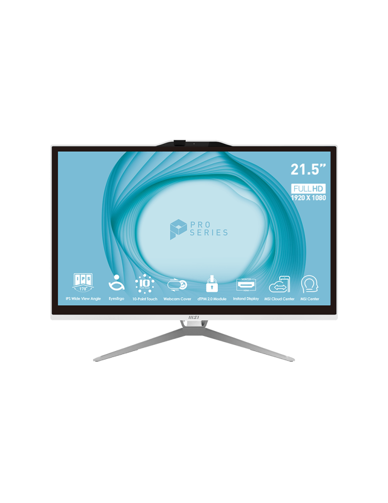 All in One компютър MSI PRO AP222T 13M-435EU, 21.5" IPS 1920x1080 Touchscreen, Intel Pentium G7400, 4GB DDR4, 128GB SSD, Win 11 