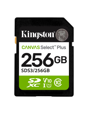 SD карта Kingston Canvas Select Plus G3, 256GB, UHS-I Class 10 U3 V30, 150MB/s - SDC3/256GB - 1